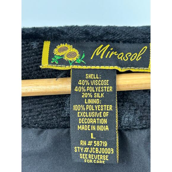 Mirasol Women's Jacket, Size Large‎ Black Brocade with Gold Embroidery & Beads - Picture 3 of 7